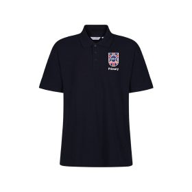 Navy Junior Cotton Polo with embroidered school badge