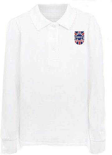 Girls Long sleeve polo shirt with embroidered school badge