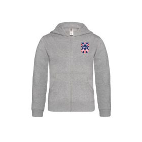 PE Grey hooded Full Zip with embroidered school badge 